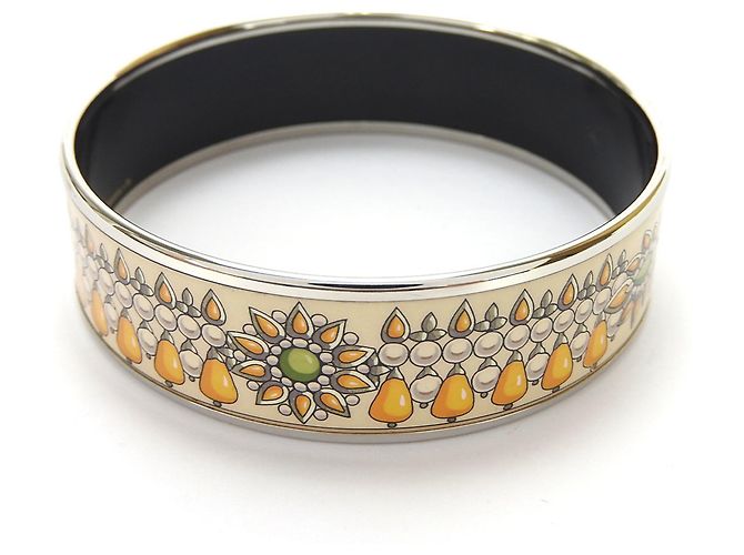 Bracciale Cloisonné Arancione e Argento Hermès - vista 2