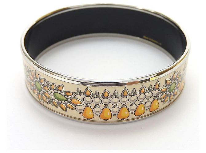 Bracciale Cloisonné Arancione e Argento Hermès - vista 3