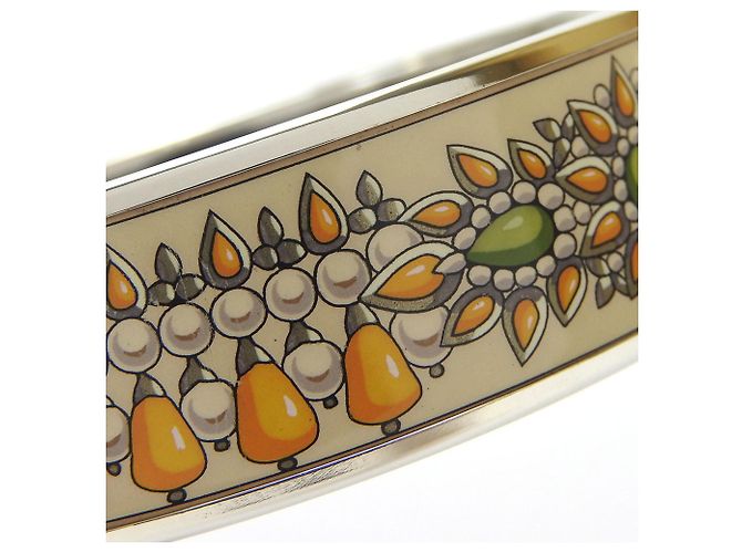 Bracciale Cloisonné Arancione e Argento Hermès - vista 7