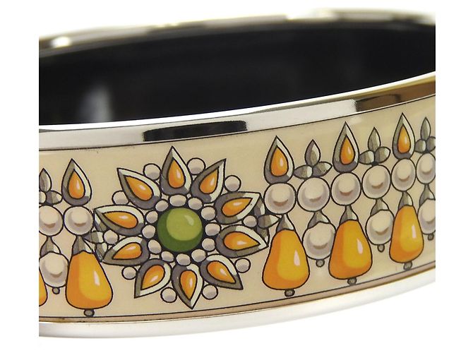 Bracciale Cloisonné Arancione e Argento Hermès - vista 8