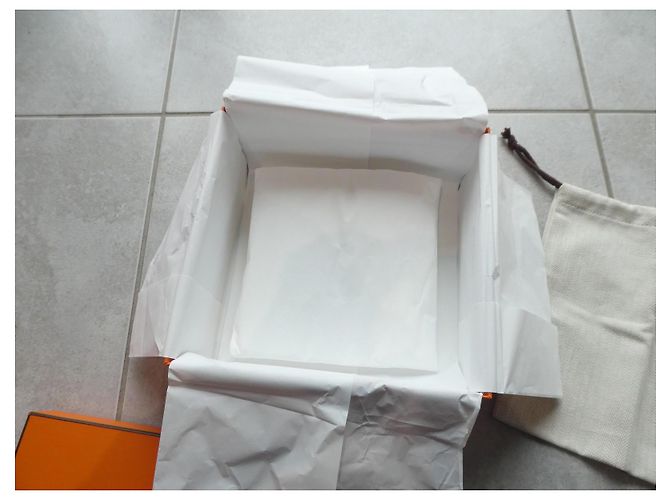 Hermès box for mini Kelly 2 bag with its chevron canvas dustbag Orange - view 6