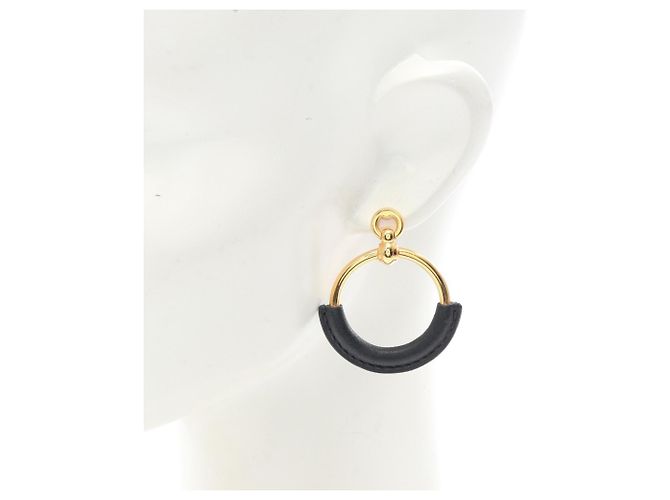 Pendientes Grand Loop de Hermès Negro Dorado - vista 5