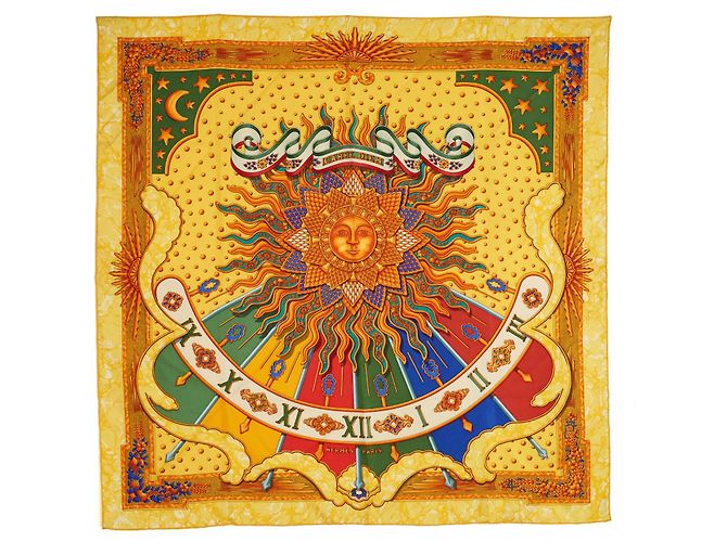 Bufanda Cuadrada Hermès 90 Carpe Diem 1994 Joachim Metz de Seda Twill Hermes Multicolor - vista 2