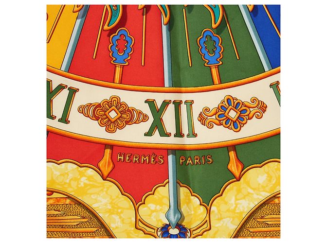 Bufanda Cuadrada Hermès 90 Carpe Diem 1994 Joachim Metz de Seda Twill Hermes Multicolor - vista 4