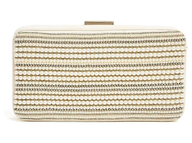 Valentino Garavani Petit Sac DeVain 2010s Borsa a Spalla Clutch Ricamata con Perle Crudo - vista 3