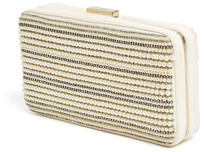Valentino Garavani Petit Sac DeVain 2010s Borsa a Spalla Clutch Ricamata con Perle Crudo - vista 4
