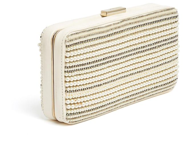 Valentino Garavani Petit Sac DeVain 2010s Borsa a Spalla Clutch Ricamata con Perle Crudo - vista 5