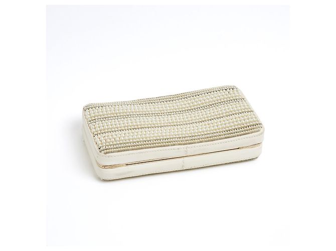 Valentino Garavani Petit Sac DeVain 2010s Borsa a Spalla Clutch Ricamata con Perle Crudo - vista 6