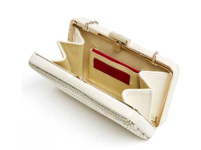 Valentino Garavani Petit Sac DeVain 2010s Borsa a Spalla Clutch Ricamata con Perle Crudo - vista 8