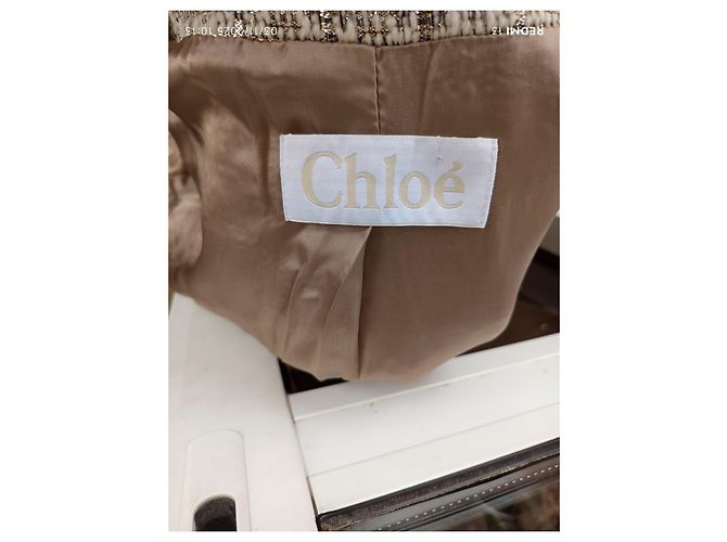 Abrigo Chloé de lana plateado beige crema Talla 40 Plata Crudo - vista 12