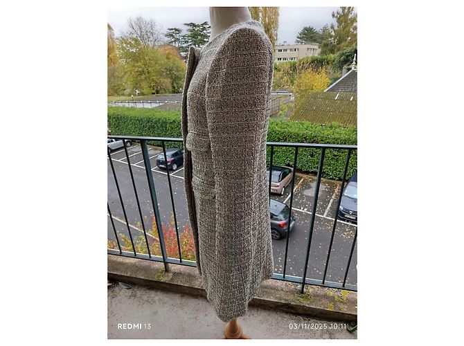Abrigo Chloé de lana plateado beige crema Talla 40 Plata Crudo - vista 6