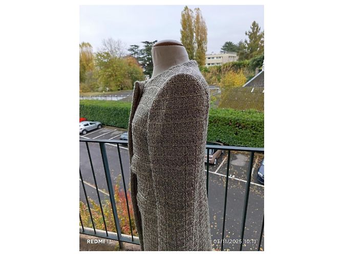 Abrigo Chloé de lana plateado beige crema Talla 40 Plata Crudo - vista 7