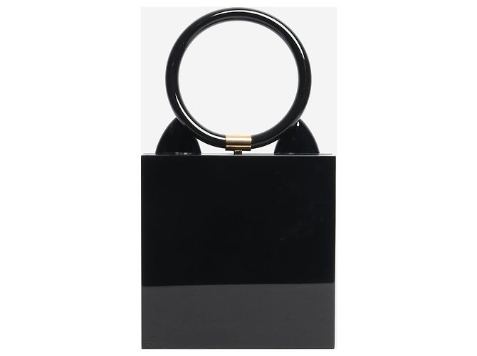Charlotte Olympia Schwarze Perspex-Clutch mit Katzenmotiv - Ansicht 3