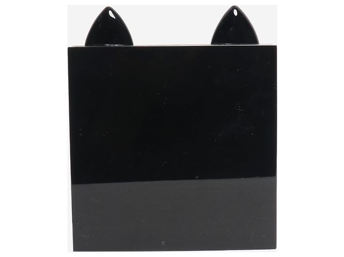 Charlotte Olympia Schwarze Perspex-Clutch mit Katzenmotiv - Ansicht 5