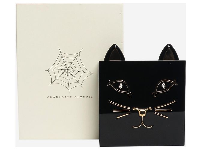 Charlotte Olympia Schwarze Perspex-Clutch mit Katzenmotiv - Ansicht 8