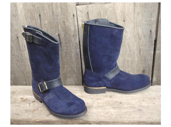 Autre Marque Stivali Biker Primeboots in Camoscio Blu Notte Blu scuro - vista 2