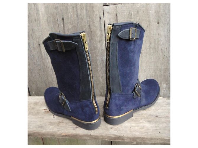 Autre Marque Stivali Biker Primeboots in Camoscio Blu Notte Blu scuro - vista 4