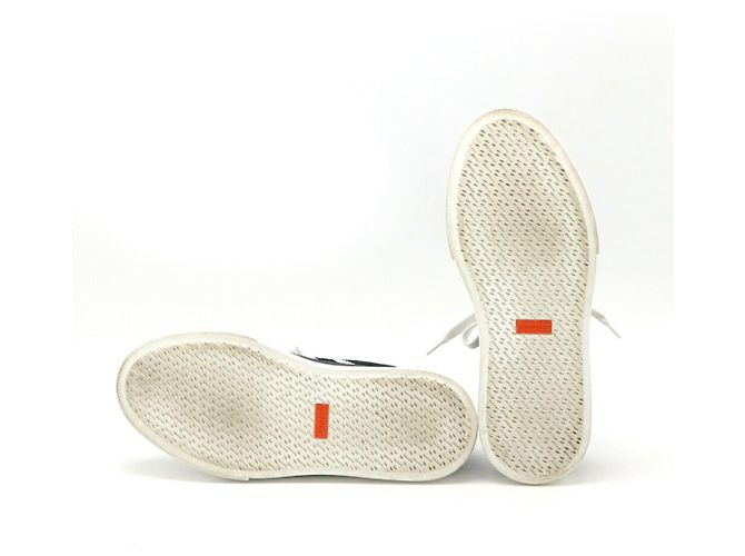 Hermès Tiefe Strick-Leder-Sneaker Schwarz Weiß - Ansicht 4