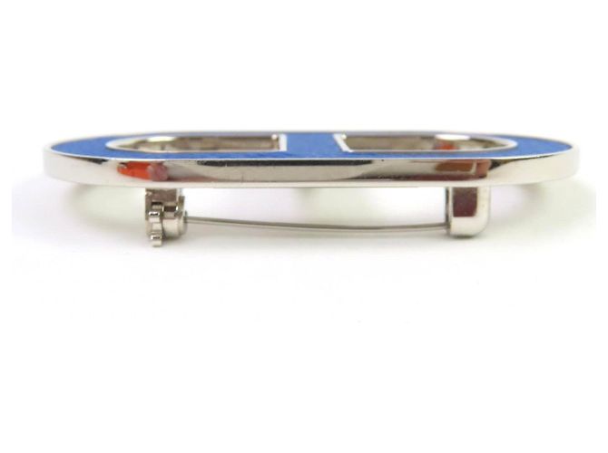 Spilla in pelle Chaine d'Ancre di Hermès Blu - vista 7