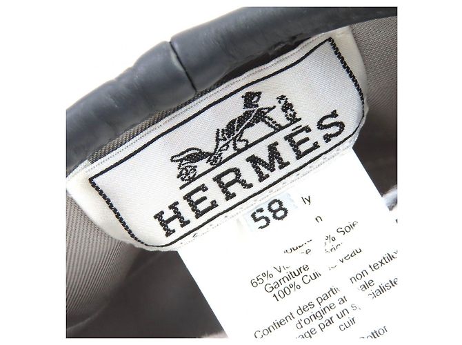 Trim Denim-Beret mit Lederbesatz aus der Saint Honor-Serie von Hermès Grau - Ansicht 10