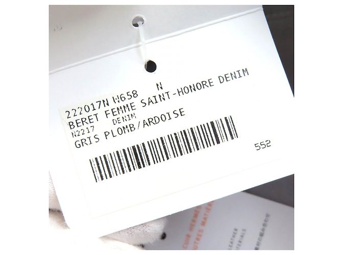 Trim Denim-Beret mit Lederbesatz aus der Saint Honor-Serie von Hermès Grau - Ansicht 12