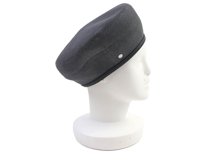 Trim Denim-Beret mit Lederbesatz aus der Saint Honor-Serie von Hermès Grau - Ansicht 3