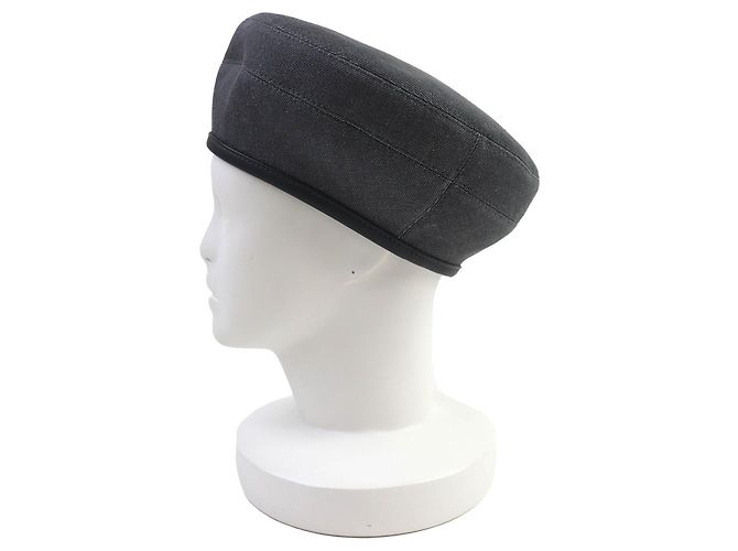 Trim Denim-Beret mit Lederbesatz aus der Saint Honor-Serie von Hermès Grau - Ansicht 4
