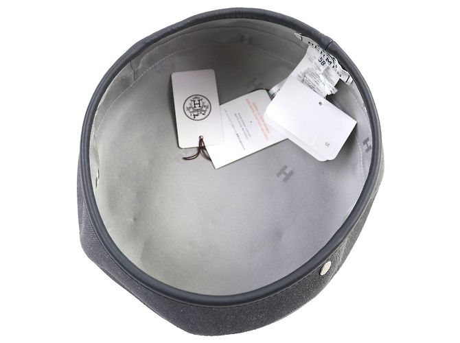 Trim Denim-Beret mit Lederbesatz aus der Saint Honor-Serie von Hermès Grau - Ansicht 6