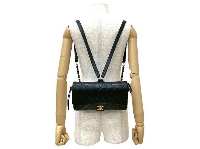 Timeless Chanel Matelassé Lammleder Rucksack Schwarz - Ansicht 3