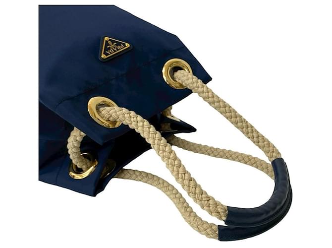Borsa 2way in nylon Prada Blu Blu navy - vista 5