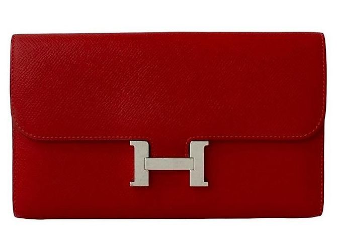 Cartera Long Constance de Cuero Epsom Hermès Roja - vista 2