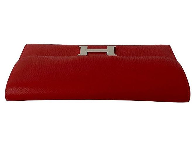 Cartera Long Constance de Cuero Epsom Hermès Roja - vista 4