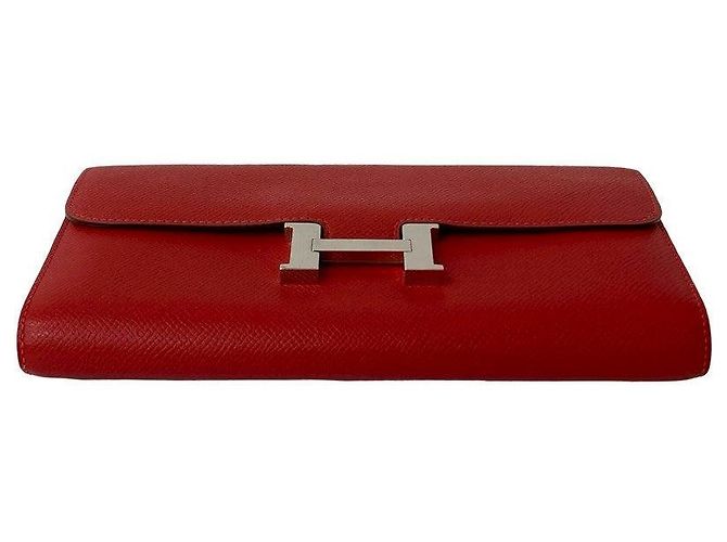 Cartera Long Constance de Cuero Epsom Hermès Roja - vista 5