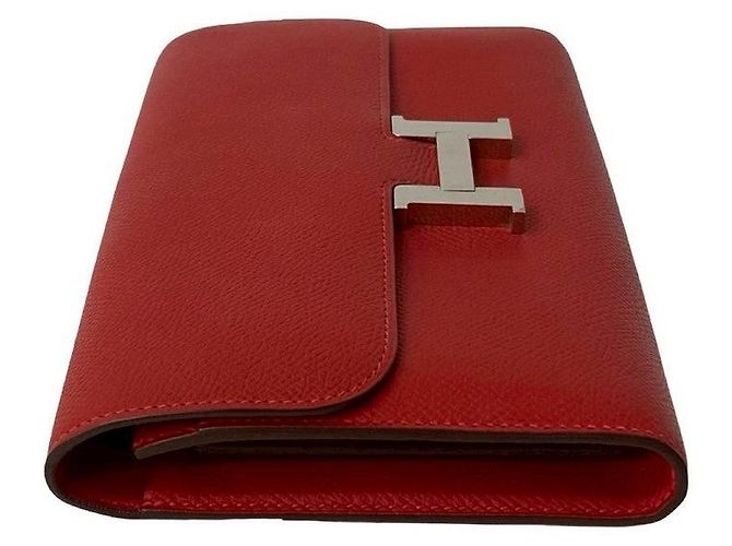 Cartera Long Constance de Cuero Epsom Hermès Roja - vista 7