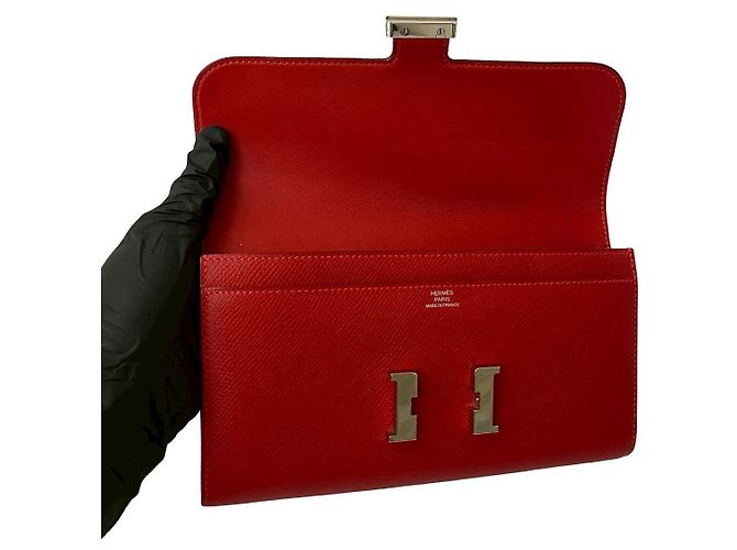 Cartera Long Constance de Cuero Epsom Hermès Roja - vista 8