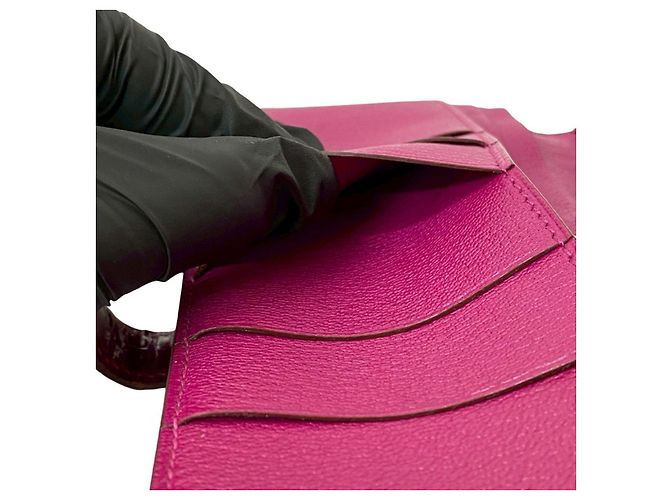 Béarn Hermès Cartera Larga Bearn Soufflet de Cocodrilo Hermes Rosa - vista 10