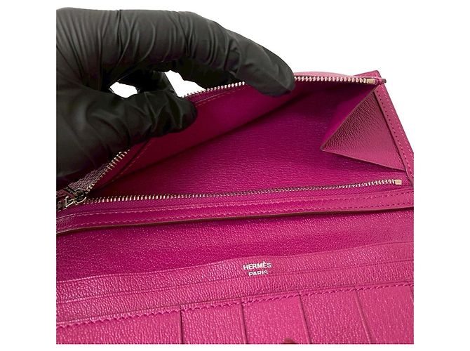 Béarn Hermès Cartera Larga Bearn Soufflet de Cocodrilo Hermes Rosa - vista 11