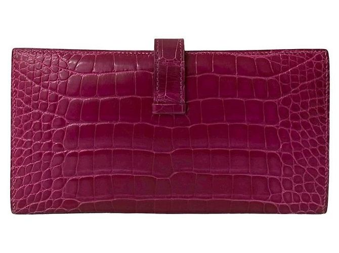 Béarn Hermès Cartera Larga Bearn Soufflet de Cocodrilo Hermes Rosa - vista 3