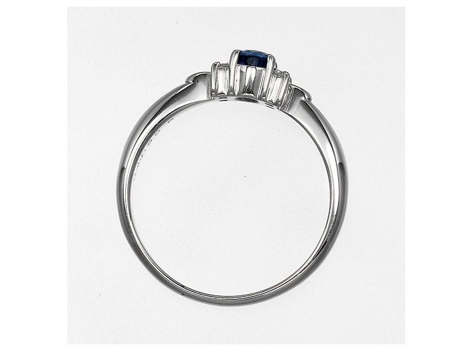 Autre Marque Pt900 Platin-Saphir-Diamantring Silber - Ansicht 10
