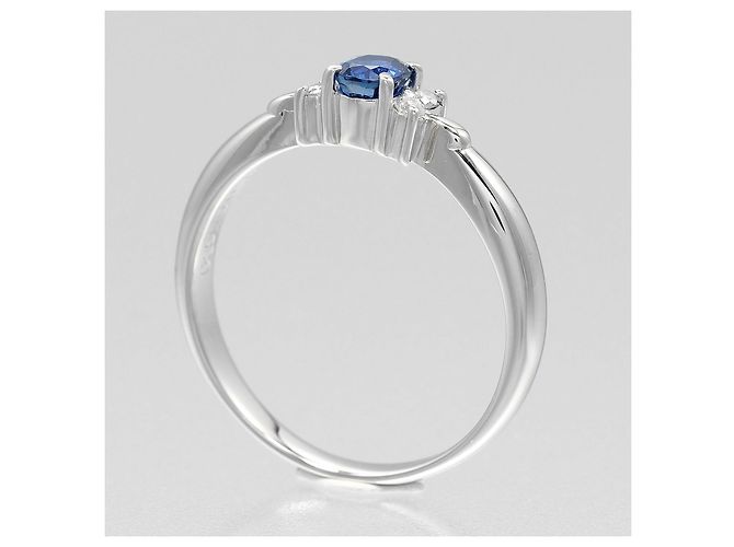 Autre Marque Pt900 Platin-Saphir-Diamantring Silber - Ansicht 3
