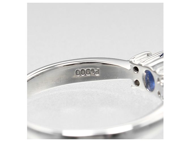 Autre Marque Pt900 Platin-Saphir-Diamantring Silber - Ansicht 5