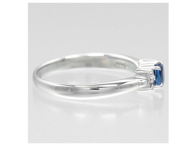 Autre Marque Pt900 Platin-Saphir-Diamantring Silber - Ansicht 7