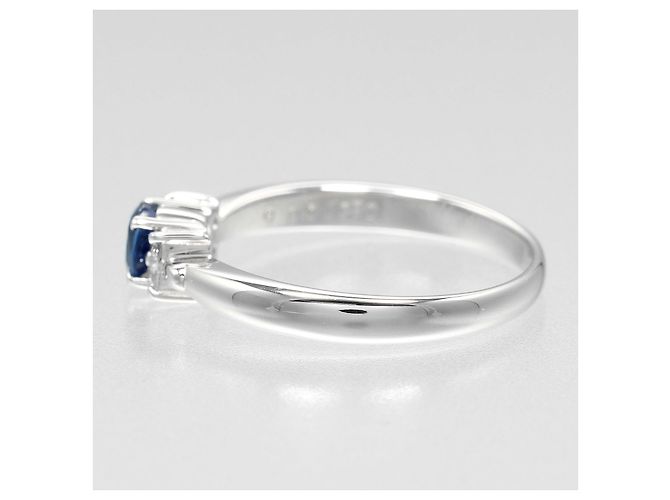 Autre Marque Pt900 Platin-Saphir-Diamantring Silber - Ansicht 8