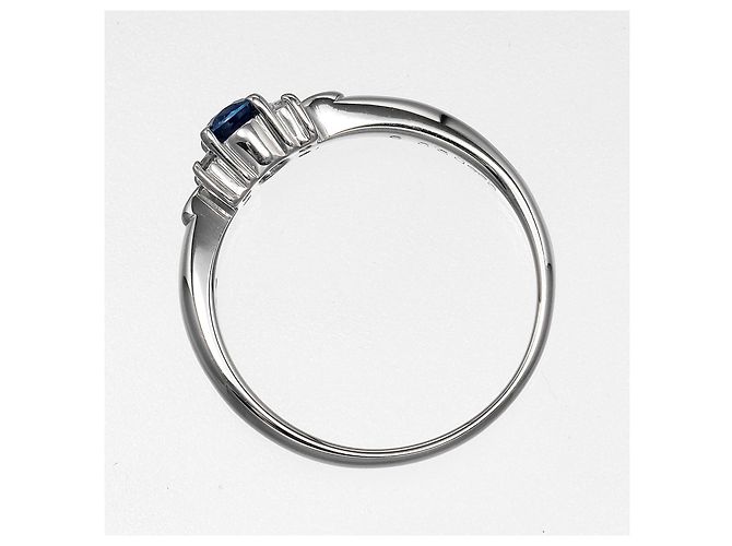Autre Marque Pt900 Platin-Saphir-Diamantring Silber - Ansicht 9