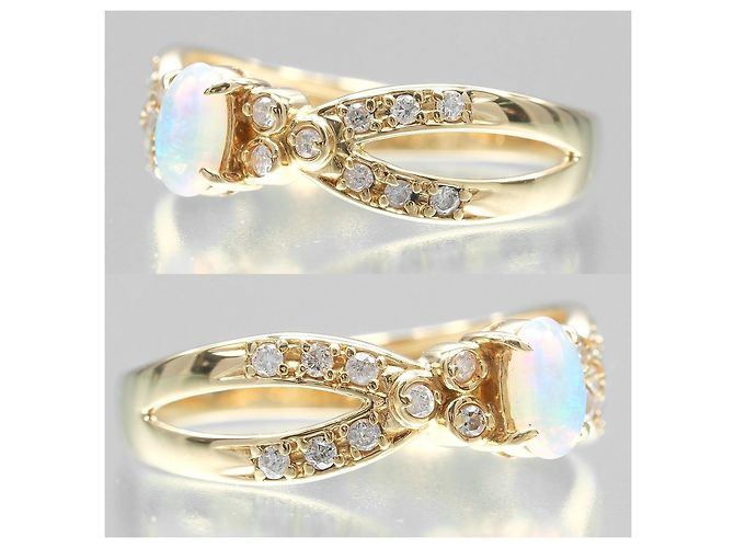 Autre Marque Au750 Opal Diamond Ring Golden - view 5