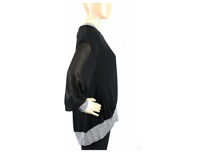 Timeless Suéter de chiffon con botones Coco Chanel Castaño Negro - vista 3