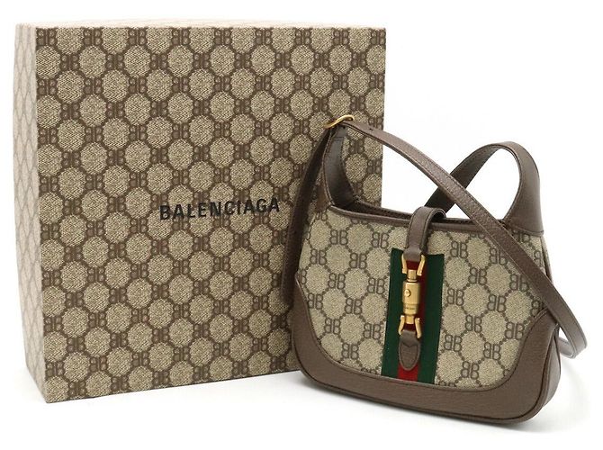 Jackie Borsa a spalla in pelle PVC Gucci Balenciaga The Hacker Project Marrone Beige - vista 7
