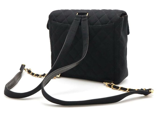 Mochila de cuero de jersey de algodón matelassé de Chanel Negro - vista 2