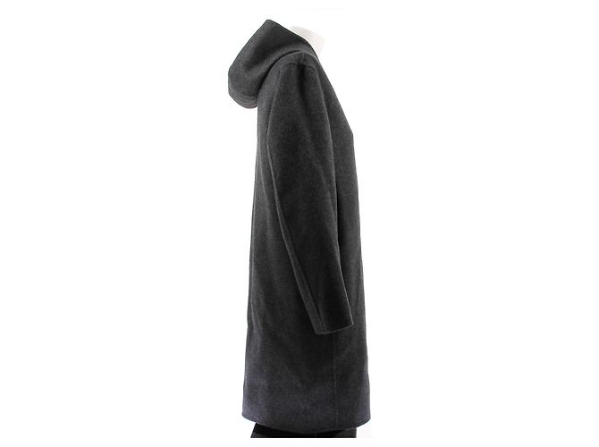 Autre Marque Grau Wolljacke mit Kapuze - Ansicht 3