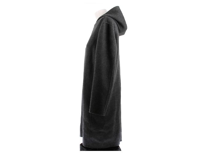 Autre Marque Grau Wolljacke mit Kapuze - Ansicht 4